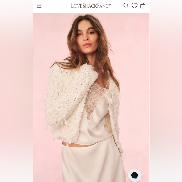 LoveShackFancy Carol Cardigan (Sandcastle) Women's Sweater - Picture 3 of 5